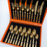 Hermes Luxury Household Knife Fork And Spoon Set Imported 304 Stainless Steel Material Gift Box Packaging 6 People Meal 24 Pieces Set Accessories #71579