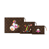 Louis Vuitton LV x TM Women's Solid Color Letter Print Graffiti Pattern Leather Zipper Closure Three-in-One Clutch Bag Bags #77916