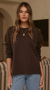 MVN Adrianne Crew Neck Knit Jumper - Brown