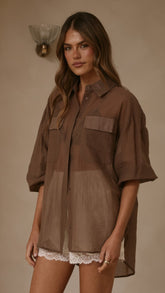 Camisa Oversized Kylie - Chocolate