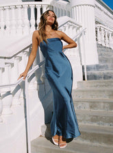 Vestido largo Haley azul medio
