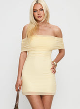 Vestido Mini de Malla con Hombros Descubiertos Dayanna Lemon