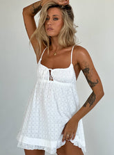 Mini Vestido Emperatriz del Amor Bordado Blanco