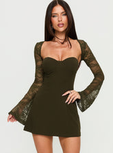 Minivestido con bolero de encaje de manga larga Jacenta verde