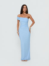 Vestido largo Spritzia de un solo hombro azul