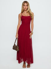 Vestido maxi plisado Janeira rojo