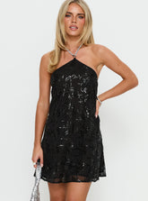 Vestido Mini Halter Cassy con Collar Negro