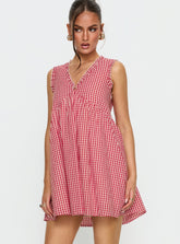 Minivestido Akacia Babydoll a Cuadros Vichy Rojos