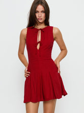 Minivestido Aeryn con lazada delantera rojo