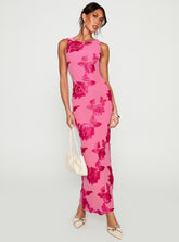 Vestido maxi floral Fionna rosa