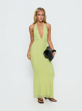 Vestido largo Astrazia Halter verde