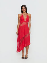 Vestido midi asimétrico Down With Love Rojo