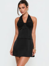 Minivestido Evalana Halter Corset Negro