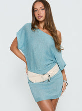 Minivestido de punto con hombros descubiertos Kysa azul océano