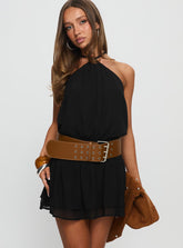 Minivestido fruncido Khamira Halter negro