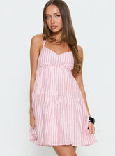 Minivestido Elisabef Halter a rayas rosas