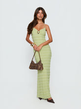Vestido largo texturizado halter Liskaia Verde suave