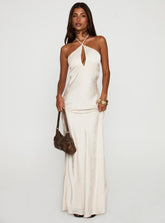 Vestido largo Halter Limosina Champaña
