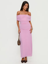 Vestido largo Penelopa sin hombros color rosa