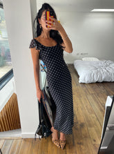 Maxivestido Sandberg de lunares negros