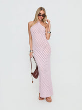 Vestido maxi de ganchillo Jorda Halter rosa