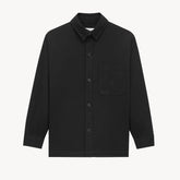 SAINT LAURENT LE CASSANDR Men's Spring/Fall Fashion Casual Solid-Color Long-Staple Combed Cotton Collared Single-Breasted Long-Sleeve Embroidered Logo Shirt Jacket #78998