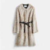Chanel Soft Gold Little Lake Sheep Reversible Fur Coat Casual Loose Minimalist Jacket Belted Fleece Jacket #332355