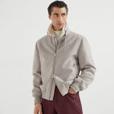 Brunello Cucinelli Men's Fall/Winter Solid-Color Cashmere Lapel Pilot Jacket Loose-Fit Long-Sleeve Outerwear Ngvp #2713