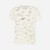 DIOR T-Shirt Beige Cotton Jersey with Multicolor Dioresque Butterfly Motif #335854