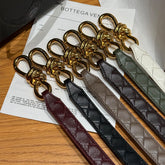 Bottega Veneta Andimo Interciato Woven Leather Metal Knot Buckle Belt #385508