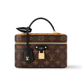 Louis Vuitton Vanity Chain Pouch Women's Brown Monogrammed Pendant Zipper Closure Calfskin Gloves Cosmetic Bag Bags #75134
