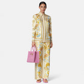 Versace Women's Summer Starfish Shell Pattern Printed Single Breasted Long Sleeved Silk Shirt And Casual Pants Set Suit #77192