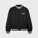 Celine Men's Spring/Fall Logo Single-Breasted Solid-Color Striped Collar Casual Loose-Fit Baseball Jacket Long-Sleeve Cotton Jacket #81534