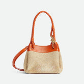 Bottega Veneta Small Parachute Women's Adjustable Detachable Shoulder Strap Raffia And Leather Shoulder Bag Handbag Bags #77633