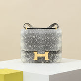 Hermes Constance 19 CJ19 Women's Metal Buckle Lizard Leather Shoulder Crossbody Bag Bags #76869