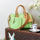 Louis Vuitton Women's Fashion Classic Avocado Green Logo Zipper Closure Leather Shoulder Bag Handbags In Small Medium And Large Sizes Crossbody Bag Bags #78663