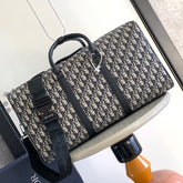 DIOR LINGOT 50 Men's and Women's Adjustable Shoulder Strap Letter Printed Leather Canvas Tote Travel Bag Bags #76472