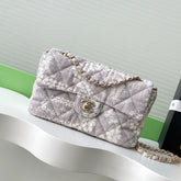 Chanel Women's Solid Color Chain Cherry Blossom Print Cotton Flap Bag Shoulder Bag Crossbody Bags #77445