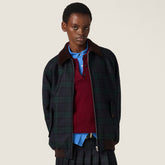 MiuMiu Women's Blue green Checked Twill Blouson Jacket #333542