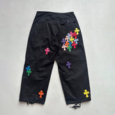 Chrome Hearts Men's And Women's Spring/Summer Solid Color Fashionable Casual Cross-decorated Straight leg Pants #78249