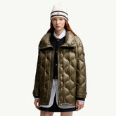 Moncler Women's Olive Green Lombi Hooded Mid-Length Down Jacket Long Jackets Parka #335457