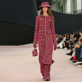 Chanel Women's Jacket Tweed red Long Skirt Tweed #333453