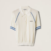 MiuMiu Women's Summer Solid Color Cotton Knitted Logo Print Polo Neck Short Sleeve T-Shirt #77549