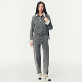 Chanel Women's Spring/Autumn Solid Color Denim Single-Breasted Long-Sleeved Denim Jacket and Mid-Length Casual Denim Pants Set Suit #77195