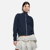Acne Studios Women's And Men's Spring/fall Fashion Casual Solid Color Minimalist Logo Letter Embroidery Zipper Long Sleeve Sweatshirt Jacket #78317