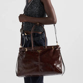 PRADA (42CM) LusGolf Oiled Leather 1BA439 Extra Large Portable Crossbody Bags Shoulder Bag Handbag #194092
