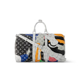 Louis Vuitton LV Portrait Coated Canvas + Cowhide Leather Travel Bag KEEPALL BANDOULIERE 45 #96195