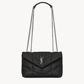 SAINT LAURENT PUFFER TOY Handbag Black Silver Buckle Plaid Bag Stylish Elegant Sophisticated Flap Bags 7593371EL001000 #184316