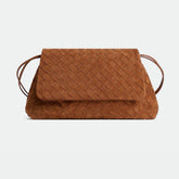 Bottega Veneta Dustbag Giorno Woven Suede Handbag With Drawstring And Clamshell Design Fashionable Elegant And Exquisite Clutch Bag Bags #195310
