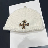 Chrome Hearts Leopard Leather Cross Silver Jewelry Cold Hat #334406